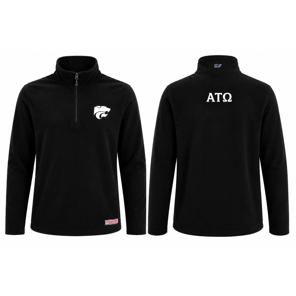 Vineyard Vines K-State Wildcats 1/4 Zip Fleece M Alpha Tau Omega Black Pullover